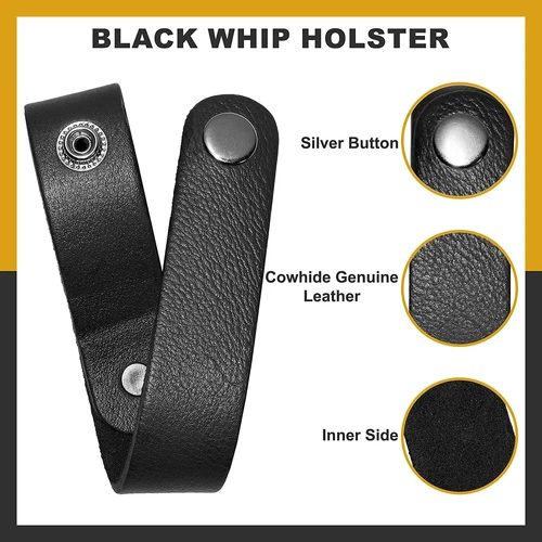 Genuine Leather Whip Holster, Black Color Handmade Whips Holder for Horse Riding - Picture 2 of 9