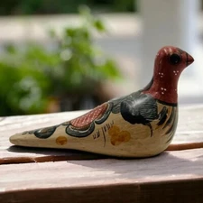 Tonala Pottery Bird Folk Art Mexico Clay Figure Statue Hand Painted Vintage