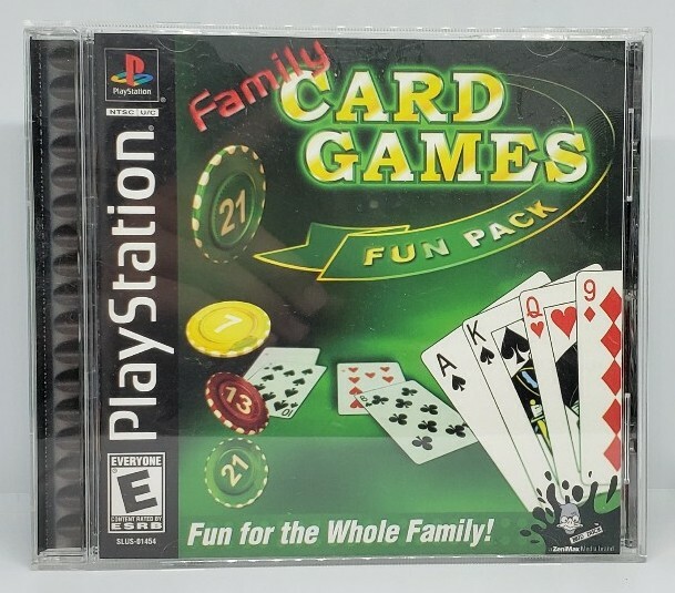 Family Card Games Fun Pack Sony Playstation 1 PS1 Complete in Box CIB