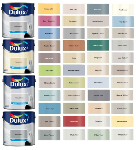 Dulux Emulsion Matt And Silk Paint All Colours 2 5l Walls Ceiling - White Paint For Walls Silk