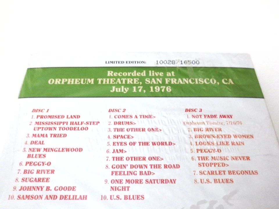 Grateful Dead Dave's Picks 18 Eighteen Orpheum San Francisco CA 7/17/1976 3 CD - Image 3 of 4