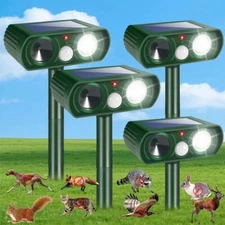 4 Pack 2025 Solar Ultrasonic Repeller Outdoor Cat Deterrent Deer Repellent Devic