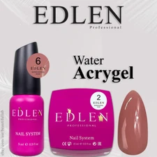 EDLEN Water ACRYGEL GEL Polish Nails - Collection color: Nude, Wine, Gletter NEW