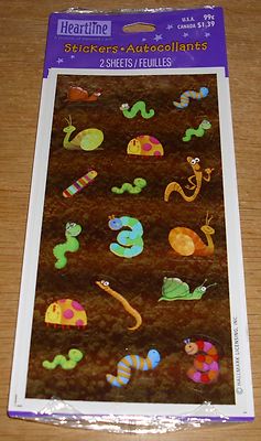 Hallmark Heartline Stickers Bug Worm Snail Science 2 Shts NIP Free Ship Over $15