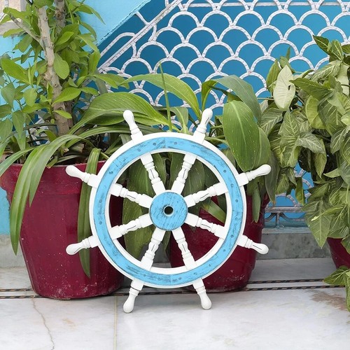 36'' Handcrafted Captain Boat Pirate Ship's Wheel Wooden Gaston Home Décor Gift - Picture 2 of 9