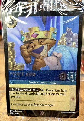 DISNEY LORCANA Prince John Gold Lover 1/P2 Sealed Foil Promo Card VILLANOUS