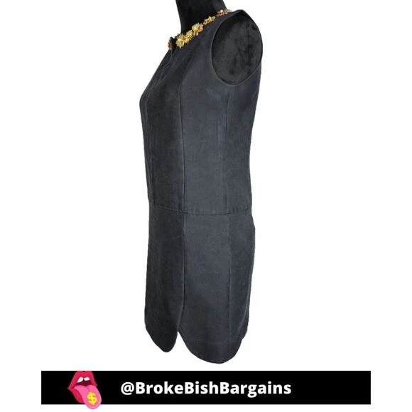 Abito tubino cocktail nero Tory Burch floreale impreziosito colletto taglia donna 0