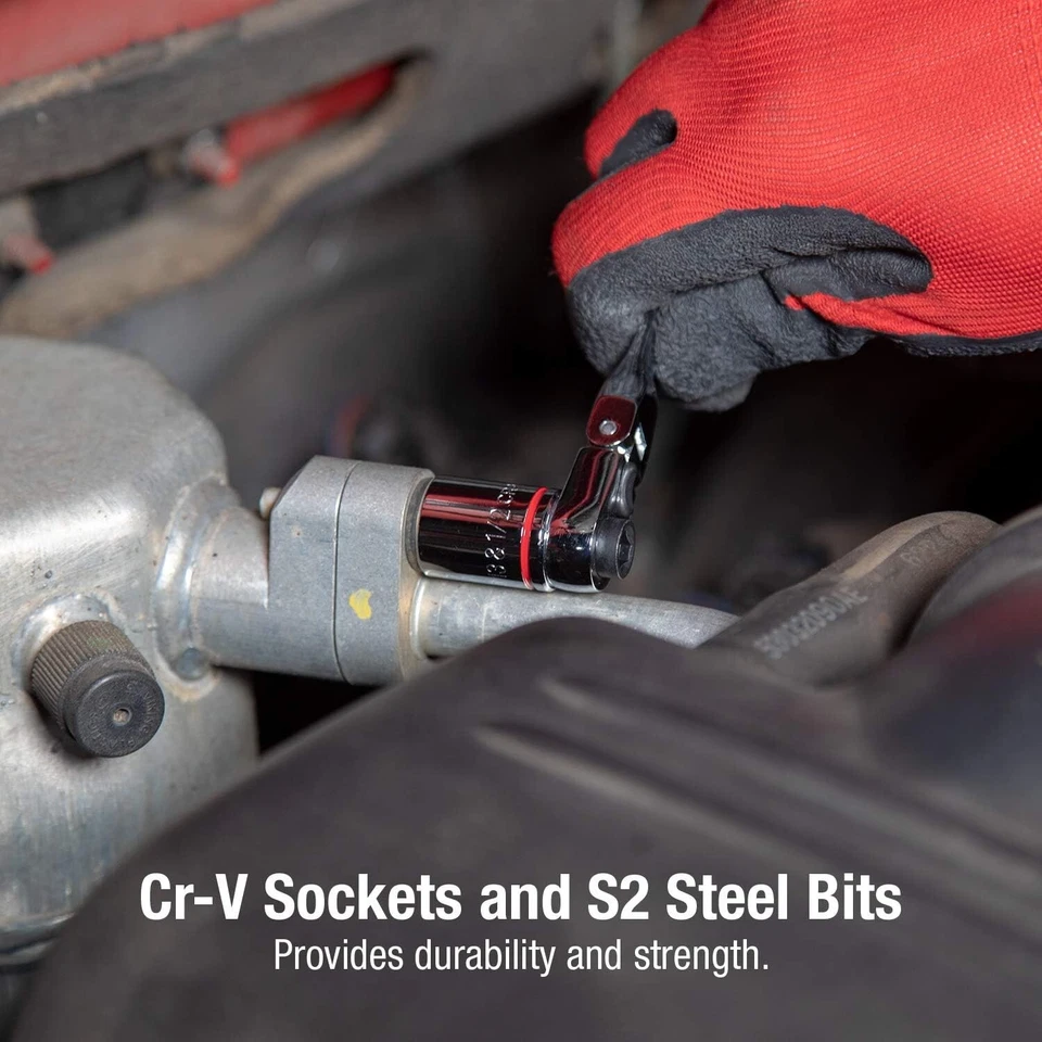 Suu 9732 44pc 1/4" Dr Mini Dual Flex Head Ratchet W/ Socket & Bit Set - Image 4 of 4