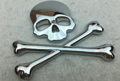3D Red Metal Skull Skeleton Cross Car Trunk Rear Emblems Badge Decal
