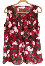 🌿🌸 WOMEN'S SIZE MEDIUM LOFT ANN TAYLOR  PLEATED FLORAL BLOUSE 🌸🌿