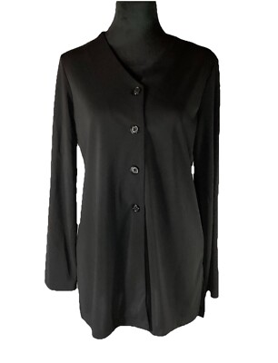 Hilliard & Hanson VTG Long Sleeve Sleek Sexy Black Cardigan Shirt USA SM Womens
