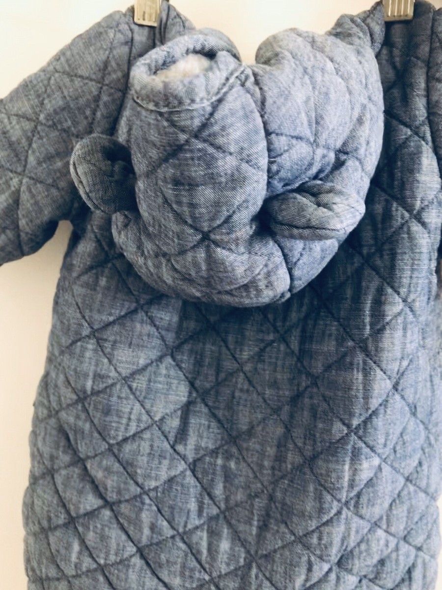 Combinaison-pilote Bébé Gap Bleue Matelassée Avec Oreilles D'ours - Unisexe, Occasion Très Bon état