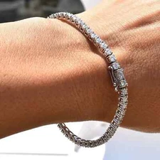 8CT Round Lab Created Diamond 14K White Gold Plated Tennis Gift Bracelet 7.5"