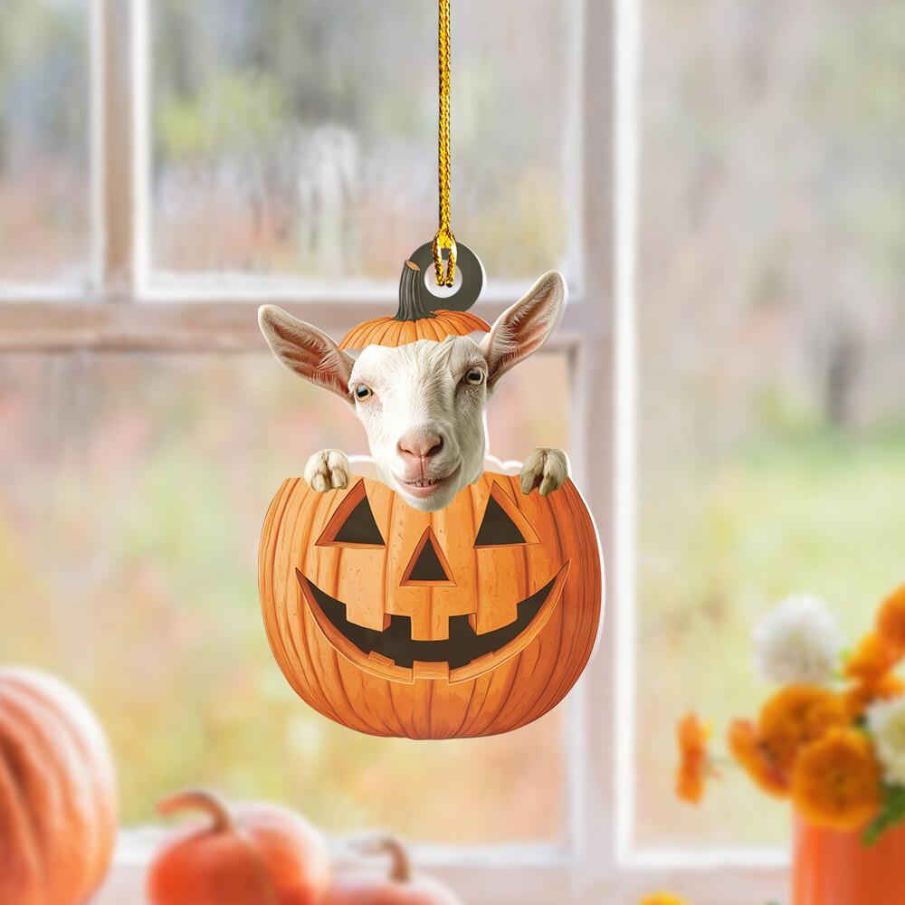 Goat Jack-o-lantern Halloween Ornament  Goat Pumpkin Christmas Ornament Gift