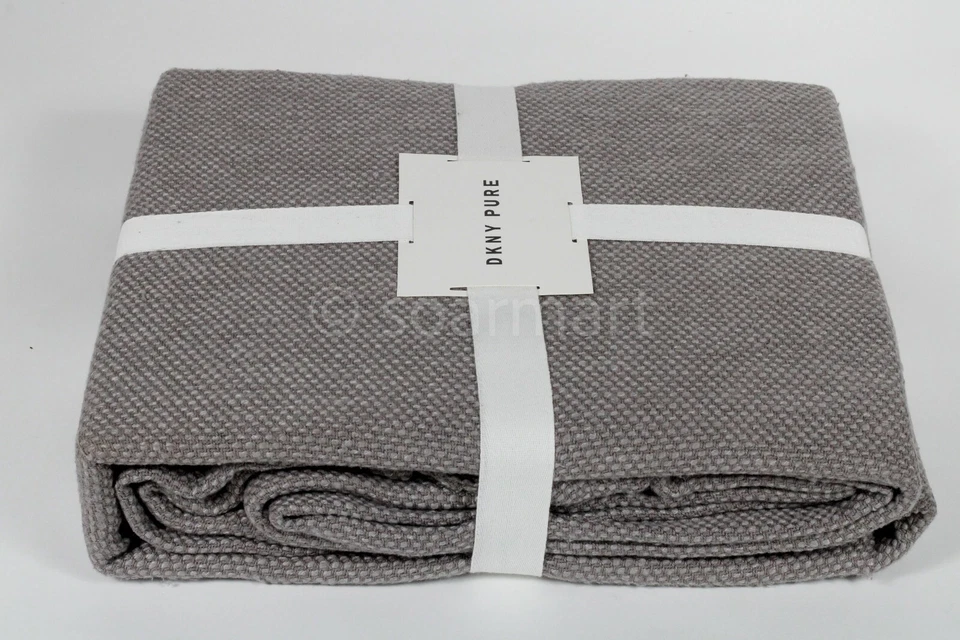 Manta DKNY Cubierta Textura Mezcla Algodón Queen/Marrón Completo 90" x 90" Nueva Foto 4 de 4