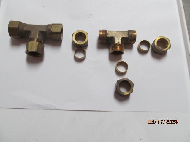 Lot of Two 5/8 copper compression Tees  Free shipping