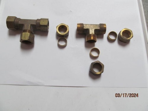 Lot of Two 5/8 copper compression Tees Free shipping