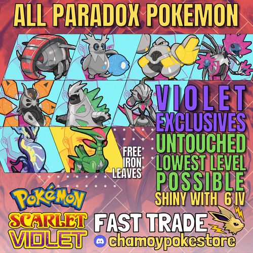 All Paradox Pokémon VIOLET Exclusives ✨ 6IV Shiny Battle Ready 🎁 IRON LEAVES - Picture 22 of 24
