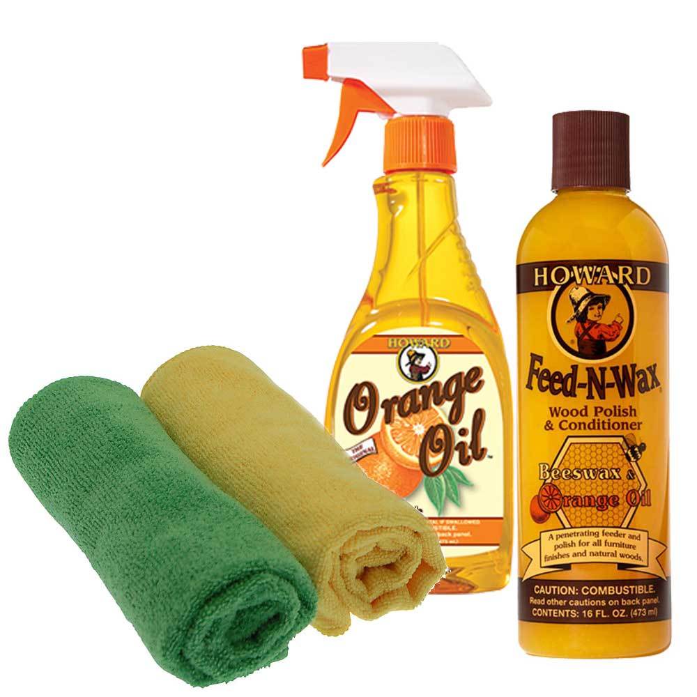 Howard Feed-n-Wax & Howard Orange Oil (473ml) Feed, Wax and Oil Polish for Wood