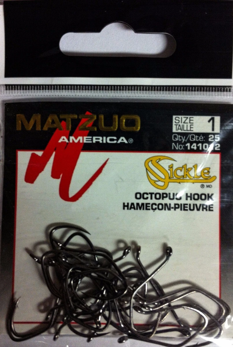 Matzuo Black Up Eye Octopus Hooks Size 2/0 - 100 Pack High Carbon