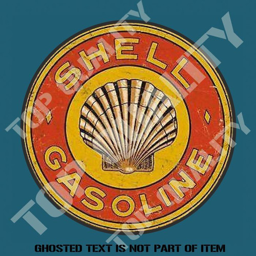 DISTRESSED SHELL GASOLINE OIL Decal Sticker Vintage Man Cave Hot Rod