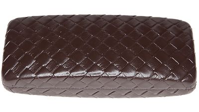NEW Nice X-Large WOVEN LOOK Brown Eyeglasses Glasses Hard Case w/ Cleaning Cloth