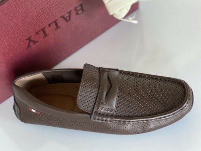 Bally Perforated Men\'s Calf Leather Driver Loafers Coconut 11 D US 6231354 NIB Bally Perforated Men main image 2