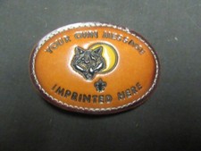 Your Own Message Imprinted Here, Cub Scout Design Leather Belt Buckle   bm2