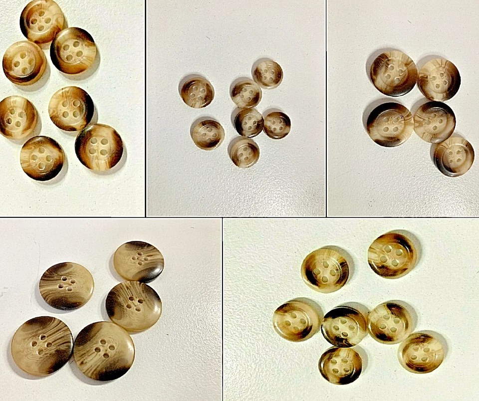 Aran Buttons Sizes 12mm-22mm, Brown & Cream, Knitting Cardigan Dress Making