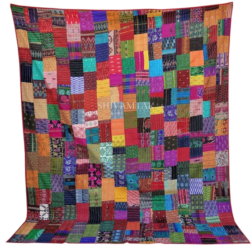 "Manta Doble Lanzamiento de Seda Bordada a Mano 90x108" Foto 2 de 4