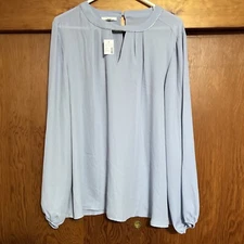NWT Maurice's Size 1XBlue Long Sleeve Sheer Top NEW