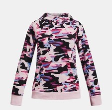 Under Armour Girls Extra Large XL Hoodie Sweatshirt Pink Black Camouflage