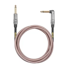 Clef Audio Labs 6.35mm TS to 6.35mm TS Straight to Angled, Copper Braided 6FT1PK