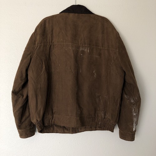 Weatherproof Bomber Jacket Mens XL Faux Suede Quilt Lined Distressed Grunge FLAW - Picture 2 of 14