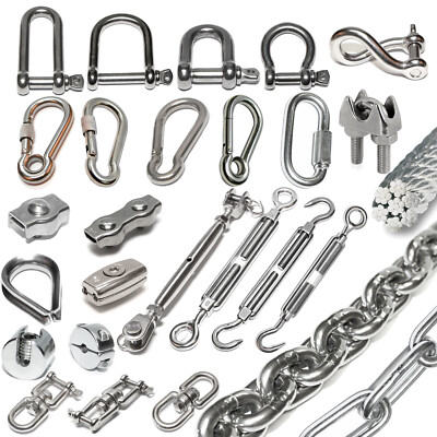 Edelstahl Spannschloss Seil Schäkel Karabiner Edelstahlkette Drahtseilklemme V4A