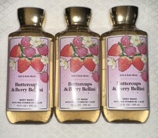 BATH  BODY WORKS 10 oz Shower Gel BUTTERCUPS and BERRY BELLINI Body Wash Set 3