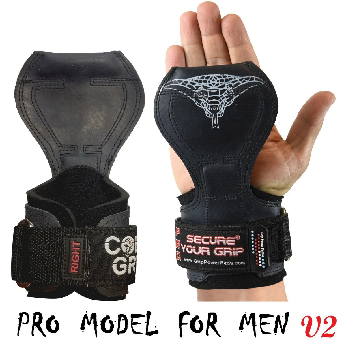 Cobra Grips PRO Weightlifting Straps Gloves Power Lifting Metal