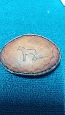 handmade vintage leather belt buckle  pony