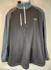 CALLAWAY Men's Quarter Zip Tech Fleece Athletic Long Sleeve Pullover Black Gray