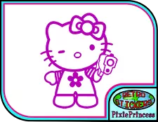 Hello Kitty E Vinyl Sticker Gun Laptop Car Bike Truck Wall Poster Window Anime