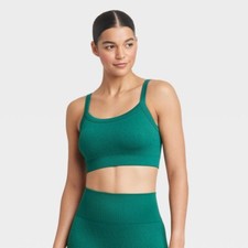 JoyLab Sports Bra Womens Small Textured Removable Pads Seamless Green