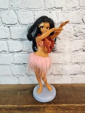 Vintage Hawaiian Hula Girl On Stand Pink Fluffy Skirt Made In Japan No 331 12in