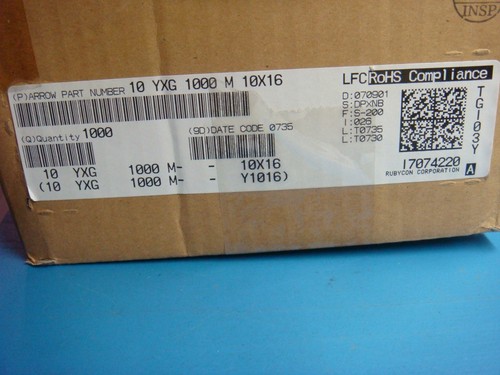 (20) RUBYCON 10YXG1000M10X16 1000uF 10V 105°C ALUM ELECTROLYTIC CAPACITOR ROHS - Picture 4 of 4