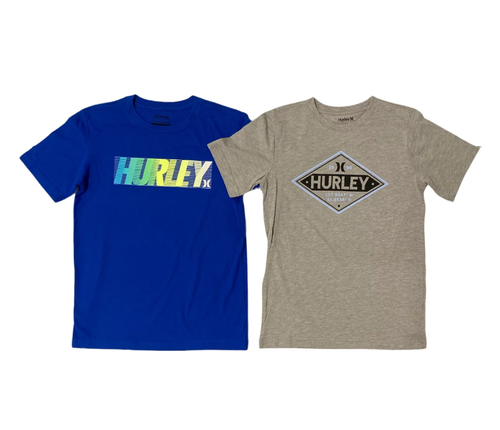 NWT Hurley 2 pack Youth Tees Short Sleeve Logo Graphic Grey/Blue 18/20