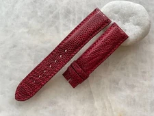 20mm/18mm Genuine Ostrich Leather Padded Watch Strap Band - Burgundy