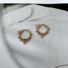 Hollow Flower Gold Hoop Earrings for Women