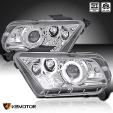 Fits 2010-2014 Ford Mustang Halogen LED Halo Projector Headlights Left+Right