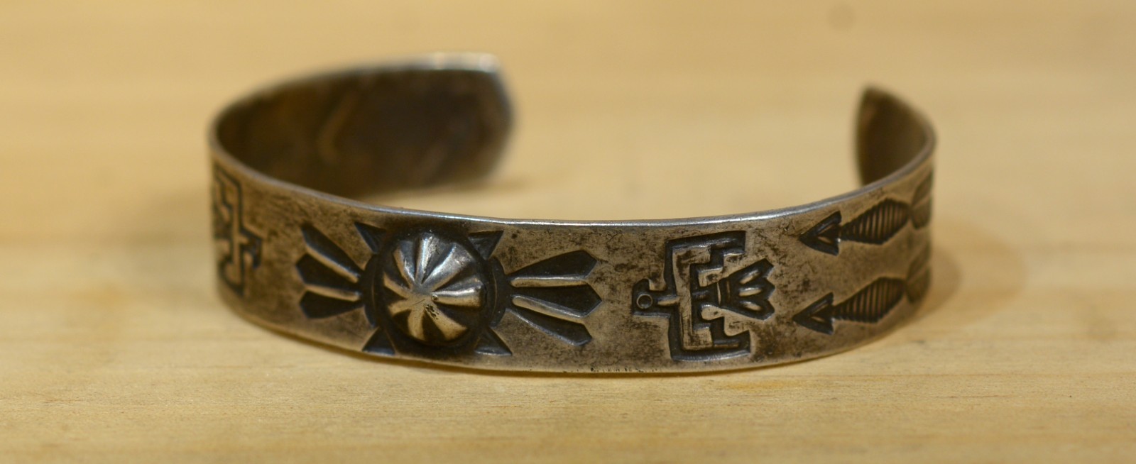 Native American Silver Cuff Small Rolling Logs  T… - image 6