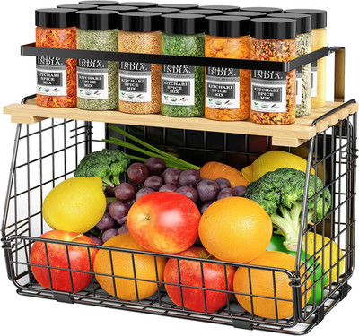 Magnetic Shelf for Fridge: Fruit Potato and Onion Storage Bin - Magnetic Spice R