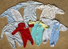 Vintage Baby Boy Sleepers 0-3 Month Size Small 0-10lbs Lot Of 7 Blue Teal Red
